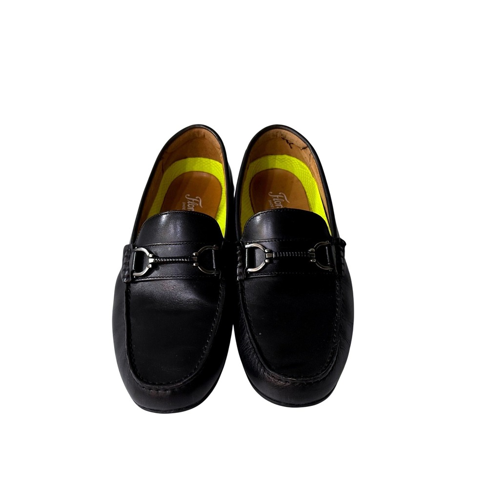 Florsheim Mens Black Leather Bit Loafers Comfortech Driver Shoes‎ Pivot Heel 9M